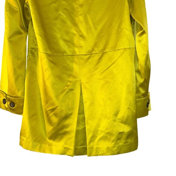 CHICOS 100% Silk Woman’s Jacket Coat Button Front Chartreuse Classic FLAW - Picture 9 of 13